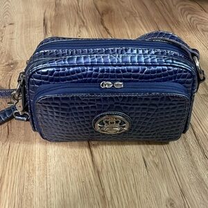 Kathy Van Zeeland Blue Crossbody Purse Handbag Faux Alligator